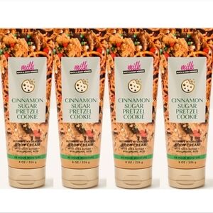Bath & Body Works Cinnamon Sugar Pretzel Cookie Body Cream Set of 4 NEW 8oz Each